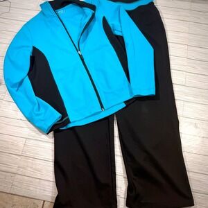 Be Inspired Women Tracksuit Set Blue Black Zip Jacket PM & Pants PL Petite